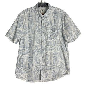 Copper & Oak Button Up Shirt Mens‎ L Blue White Short Sleeve Collared Cotton